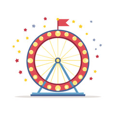 Obraz premium Ferris Wheel Vector Graphic: Amusement Park, Carnival Ride with Lights and Stars