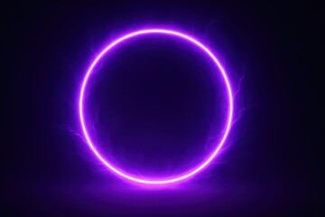 Obraz premium Luminous purple neon circle with electric glow effects and vibrant LED lighting creating futuristic design element