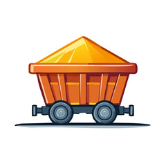 Stylized mining wagon filled with a large pile of shiny golden treasure or valuable minerals