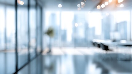 Abstract Blurred Office Interior with City View