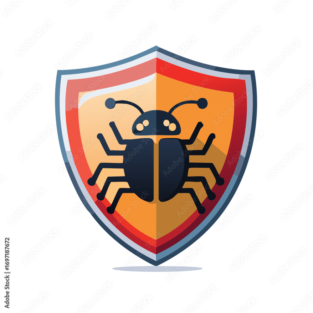 Aufkleber cybersecurity shield with a bug icon symbolizing protection from computer viruses and internet threa