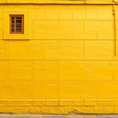 Vibrant yellow wall with small window