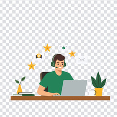 Customer support representative working remotely