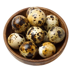 Obraz premium Quail eggs in wooden bowl