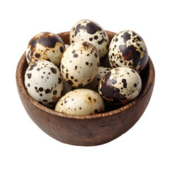 Obraz premium Quail eggs in wooden bowl