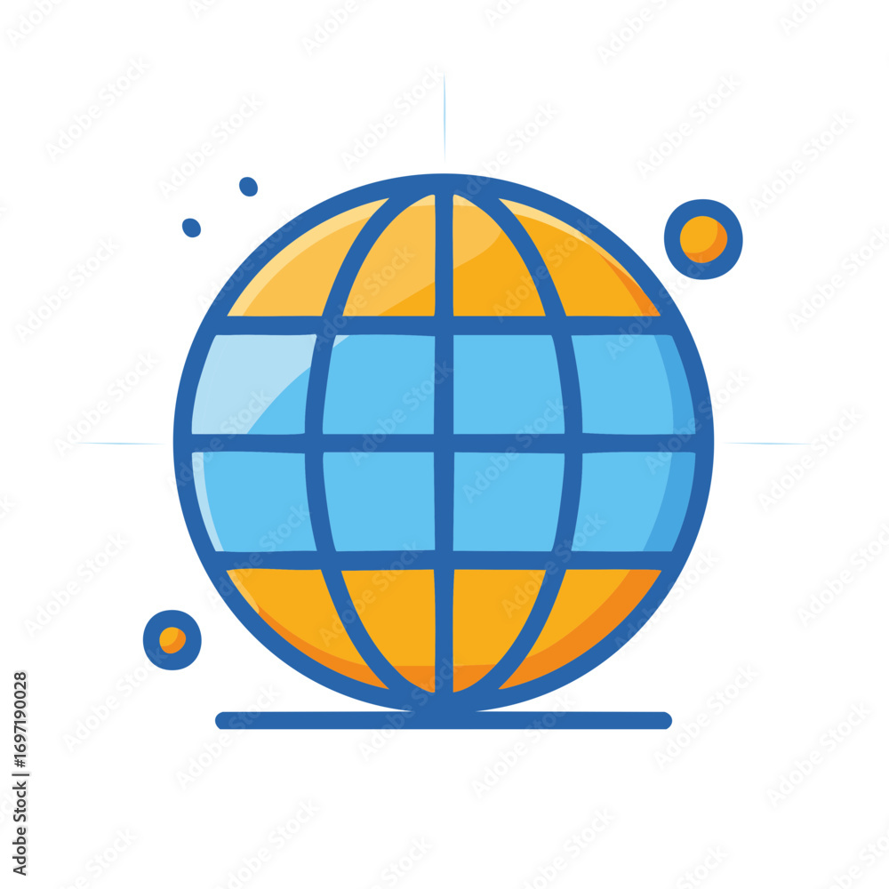 Poster abstract colorful globe icon representing world communication technology and digital network concept