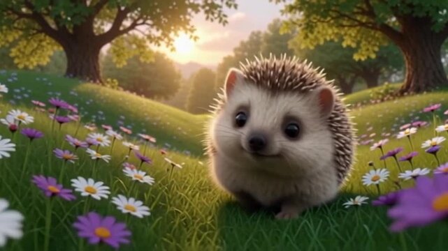 Kleiner Igel mit weichen, runden Stacheln, gro&szlig;en Augen