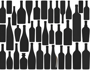 Collection of black silhouettes of various bottles