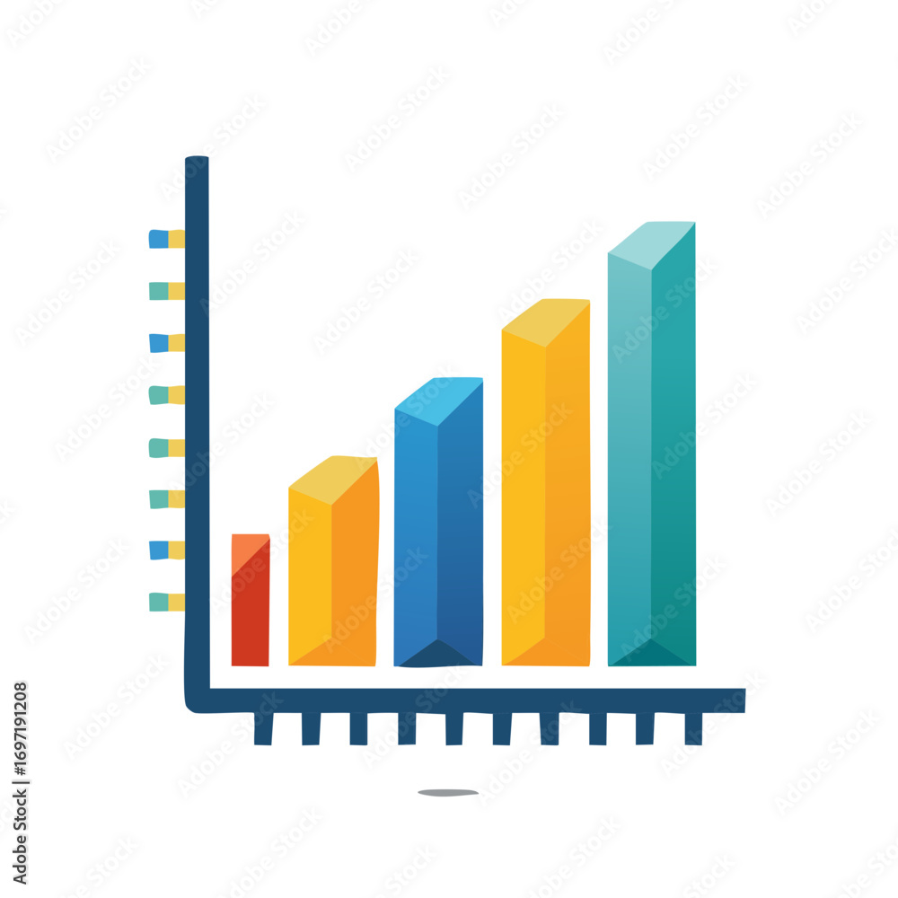 Poster colorful 3d bar chart visualizing business data analysis and financial growth progress