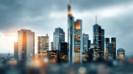 Fototapeta premium Frankfurt Skyline at Dusk: A City of Skyscrapers