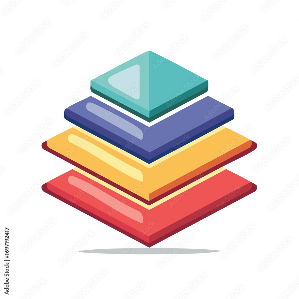 Poster abstract colorful layered stacked squares graphic. modern design representing structure and progress
