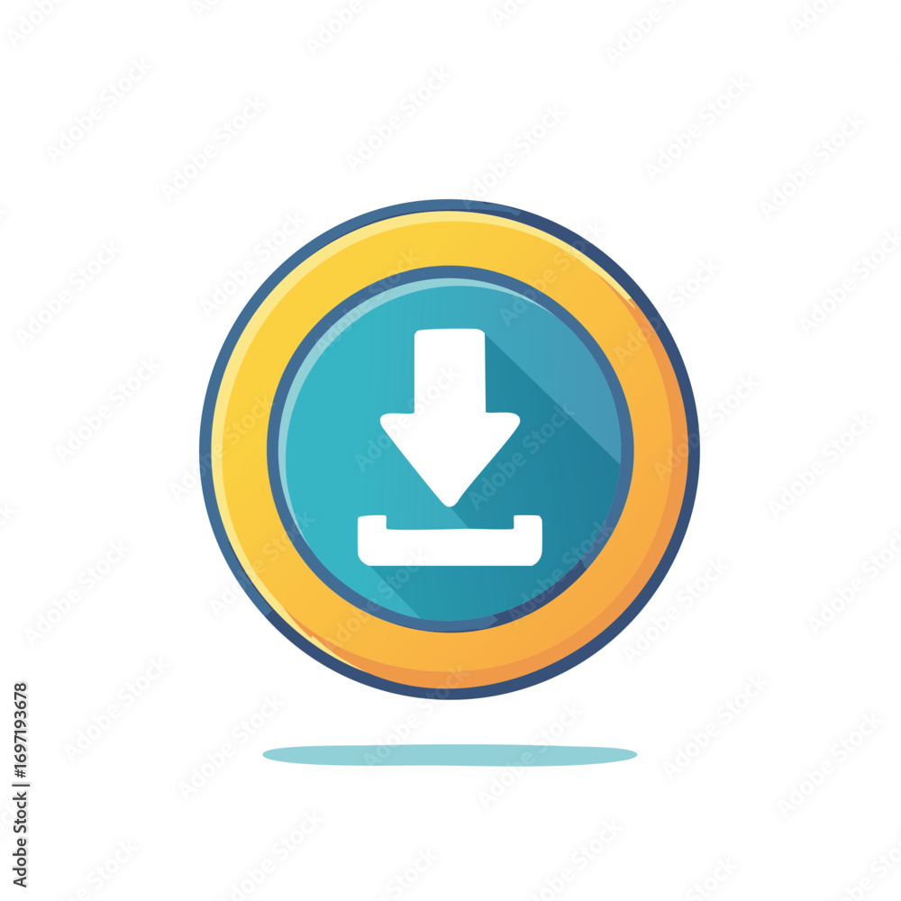 Poster download button icon symbol arrow symbolizing data transfer and saving