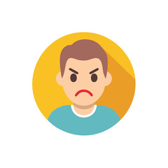 Fototapeta premium Angry cartoon male character in a circle icon