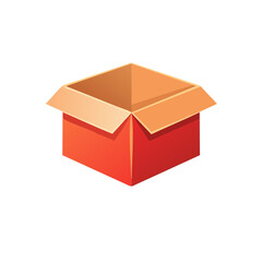 Red Open Empty Cardboard Box Graphic Illustration
