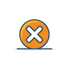 Fototapeta premium Illustration of an orange circle with a white cross mark and a blue outline.