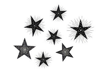 Hand drawn star cluster with sparkle effect on white background