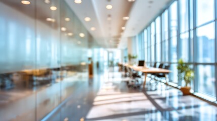 Obraz premium Blurred Office Corridor: Modern Workspace Ambiance