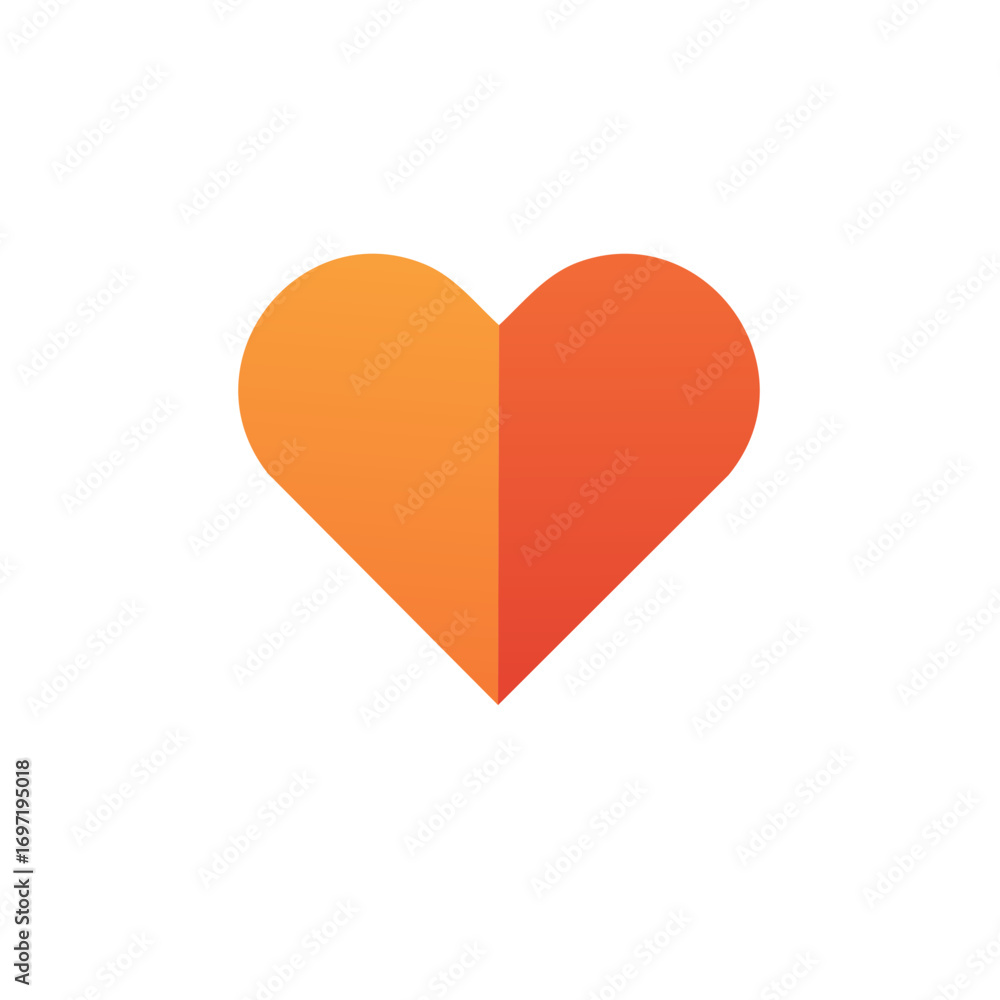 Poster gradient heart shape abstract minimalist design with orange and red tones