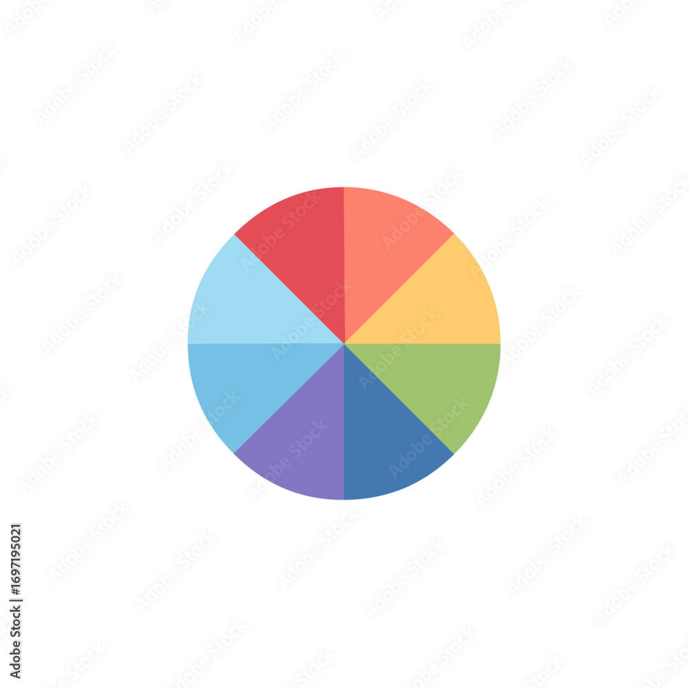 Poster simple circle infographic with triangular sections in various colors