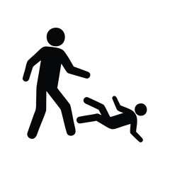 A pictogram illustrating a person falling, possibly due to tripping, in black