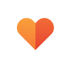 Gradient Heart Shape Abstract Minimalist Design with Orange and Red Tones