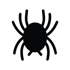 Simple Black Silhouette Illustration of a Spooky Halloween Spider on White Background