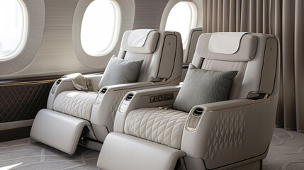 Fototapeta premium Assentos de luxo em avião particular