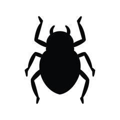 Black silhouette of a beetle on a white background, minimalist vector design