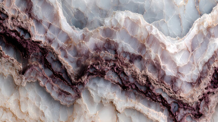 Obraz premium Abstract Marble Texture with Purple and White Veins, Natural Stone Surface Close-up