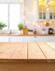 Light-filled kitchen, wooden table