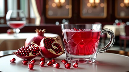 Fresh pomegranate juice in a glass 