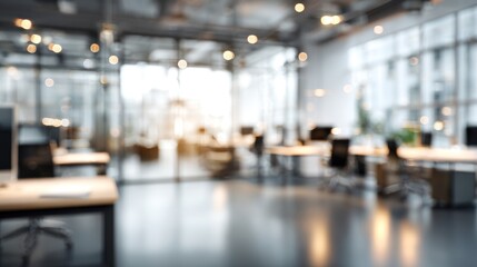 Blurred Modern Office Space: A Glimpse into a Productive Workspace
