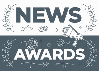 News awards celebration with laurel wreaths and megaphone