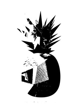 Vector Exploding head with sharp fractured vector elements.