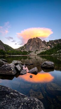 Mountain lake at sunset (3)