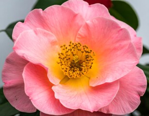 Close-up of a delicate pink camellia flower