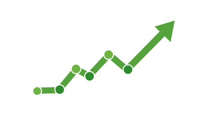 flecha curva verde de crecimiento hacia arriba con círculos, vector. indicador de crecimiento, símbolo aislado sobre fondo blanco svg
