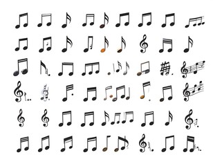 Collection of musical notes in various styles