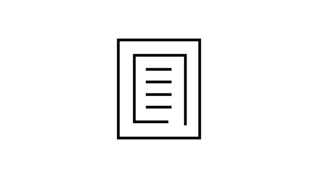 Animated Document Linear Icon Animation &ndash; Modern Minimal Outline Motion Graphic for Digital Projects, Apps, Websites and Presentations &ndash; 4K Stock Video.
