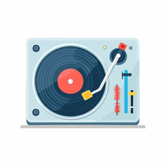 Fototapeta premium Platine disque vinyle, rétro, vue du dessus