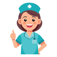 Nurse giving a thumbs up in a cartoon style