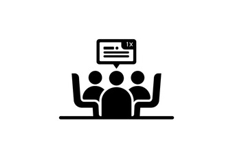 Group Meeting Icon - Vector icon of a team with a notification message.