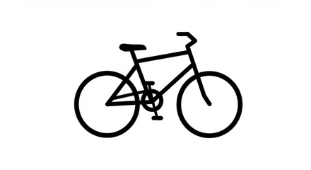 Fototapeta premium Simple line drawing of a bicycle with a seat handlebars frame wheels and pedals on a white background
