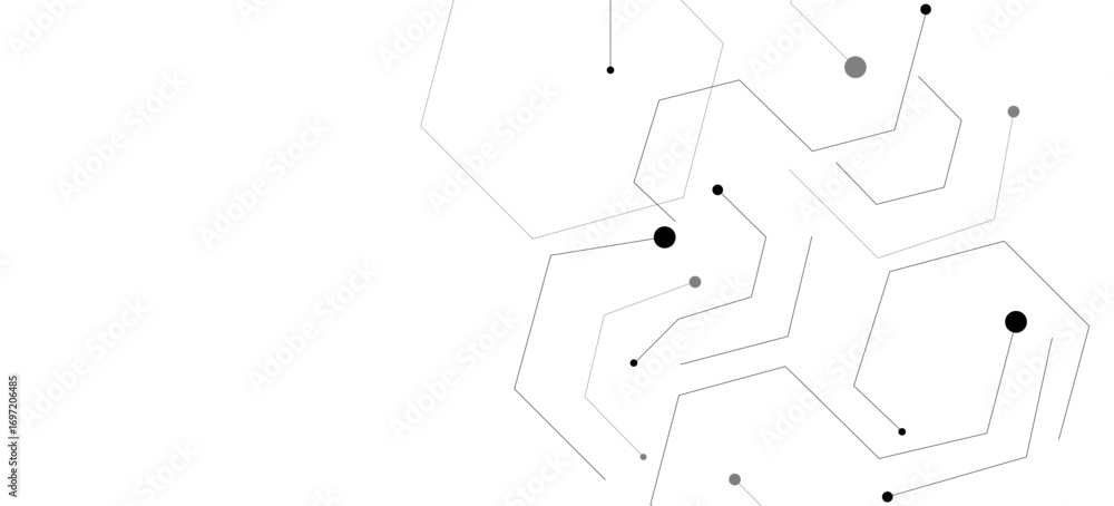 Poster vector banner design, white background with hexagon pattern