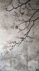 A tree branch is painted on a wall