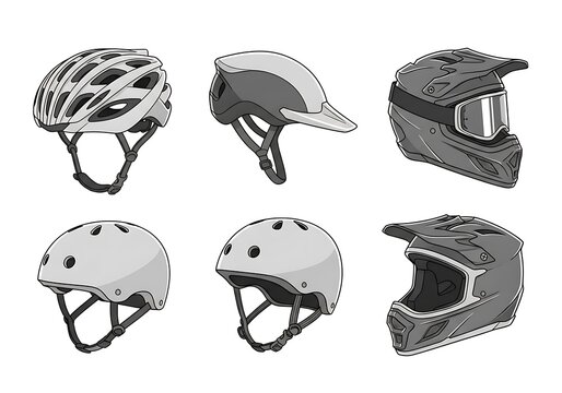 Assorted helmet collection displays various designs for safety applications