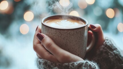 Hands hold warm coffee