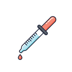 Colorful Vector Illustration of a Dropping Liquid Pipette with Drop.