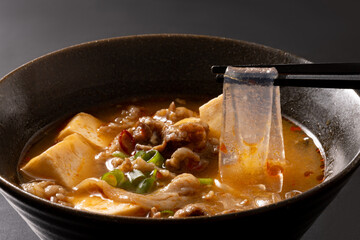 極太春雨の牛肉麻婆豆腐スープ