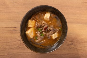 極太春雨の牛肉麻婆豆腐スープ